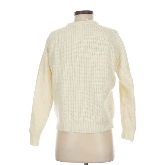 & Daughter Women's Jumper S Cream 100% Wool Crew Neck Pullover - Picture 3 of 5